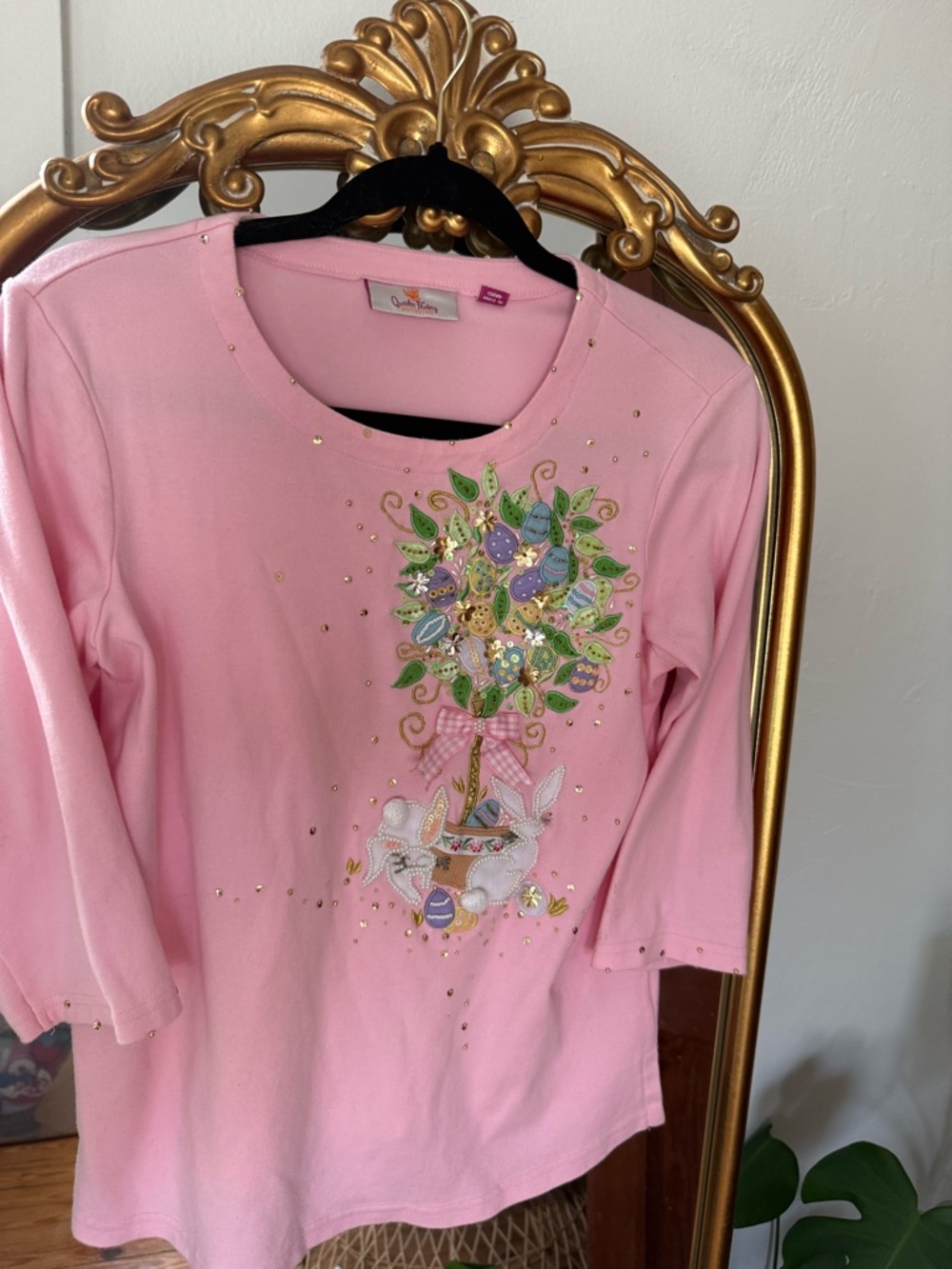 Vintage Pink Embellished Easter Bunny & Tree Top